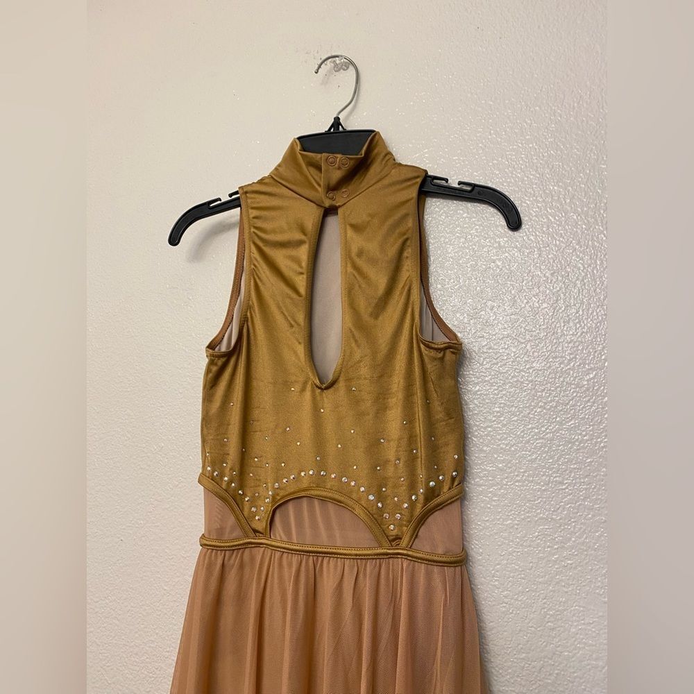 Weissman Dance Costume Lyrical Tan Gold Mesh Maxi Luminous 14529 Sa Adult — image 4 of 8
